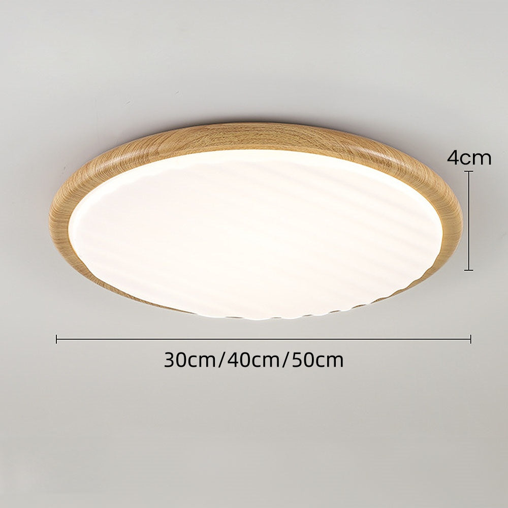 Round Wood Folding LED Bedroom Ceiling Light